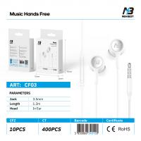 New Best CF03 Universal Jack 3.5MM Headphones White In Blister