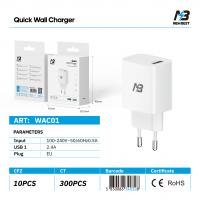 New Best  WAC04 Charger 1 UBS 2.4A In Blister