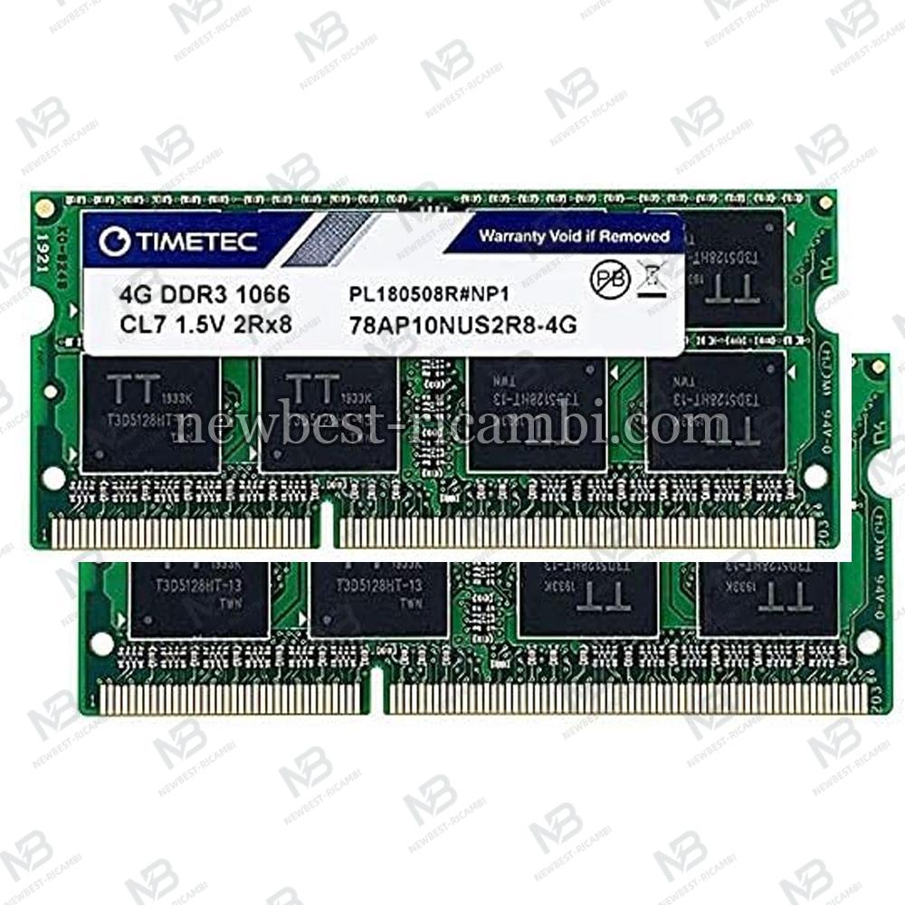 Timetec 8GB Kit(2x4GB) Apple DDR3 1067MHz/1066MHz PC3-8500 CL7 Dual Rank for Mac Book In Blister