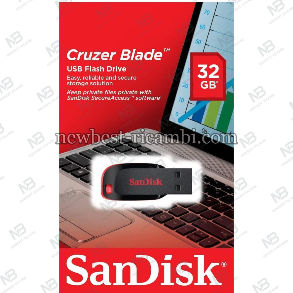 USB-A 2.0 FlashDrive SanDisk Cruzer Blade 32Gb SDCZ50-032G-B35 In Blister