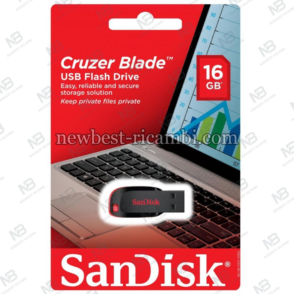 USB-A 2.0 FlashDrive SanDisk Cruzer Blade 16Gb SDCZ50-016G-B35 In Blister