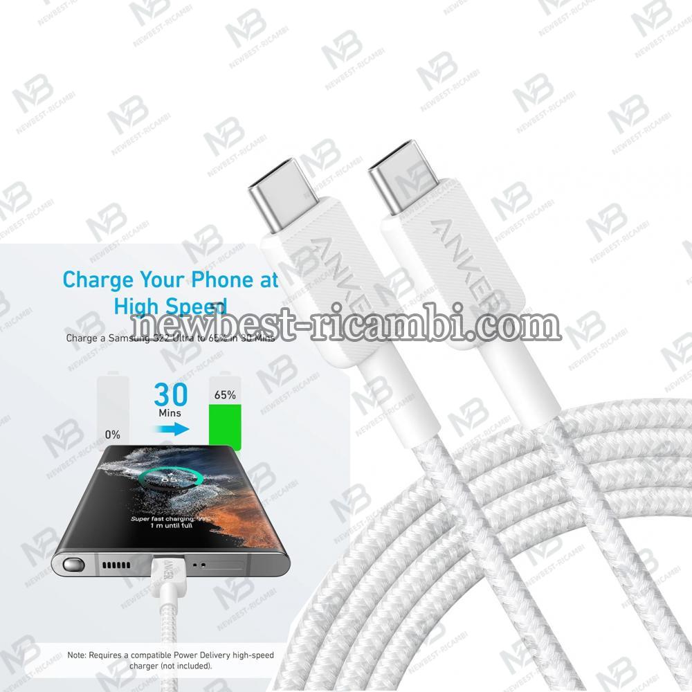 USB-C to USB-C Cable Anker 322 60W 3A 0.9m White A81F5G21 In Blister