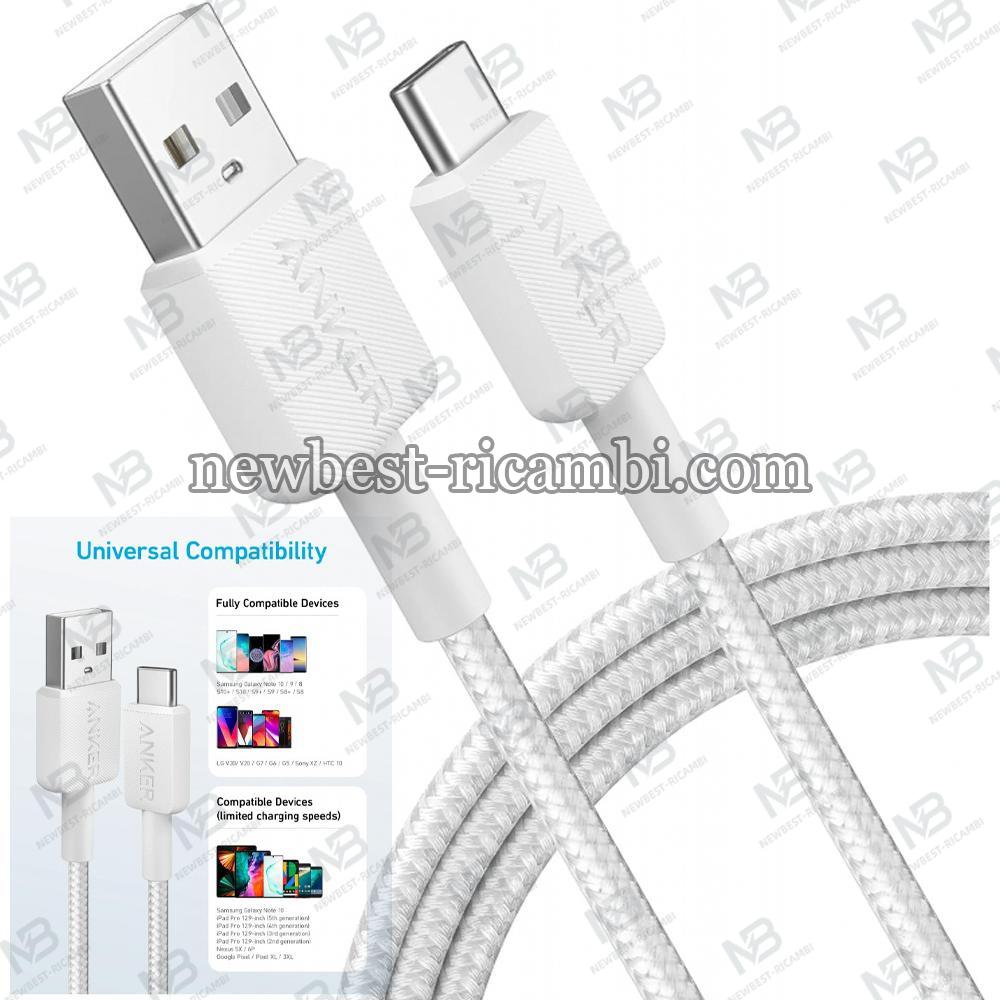 USB-A to USB-C Cable Anker 322 18W 2A 0.9m White A81H5G21 In Blister