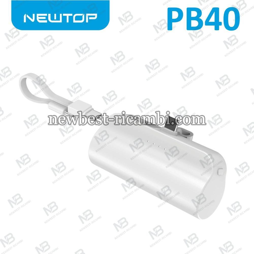 NEWTOP PB40 MINI POWER BANK 5000MAH CON CAVO TYPE-C BIANCO