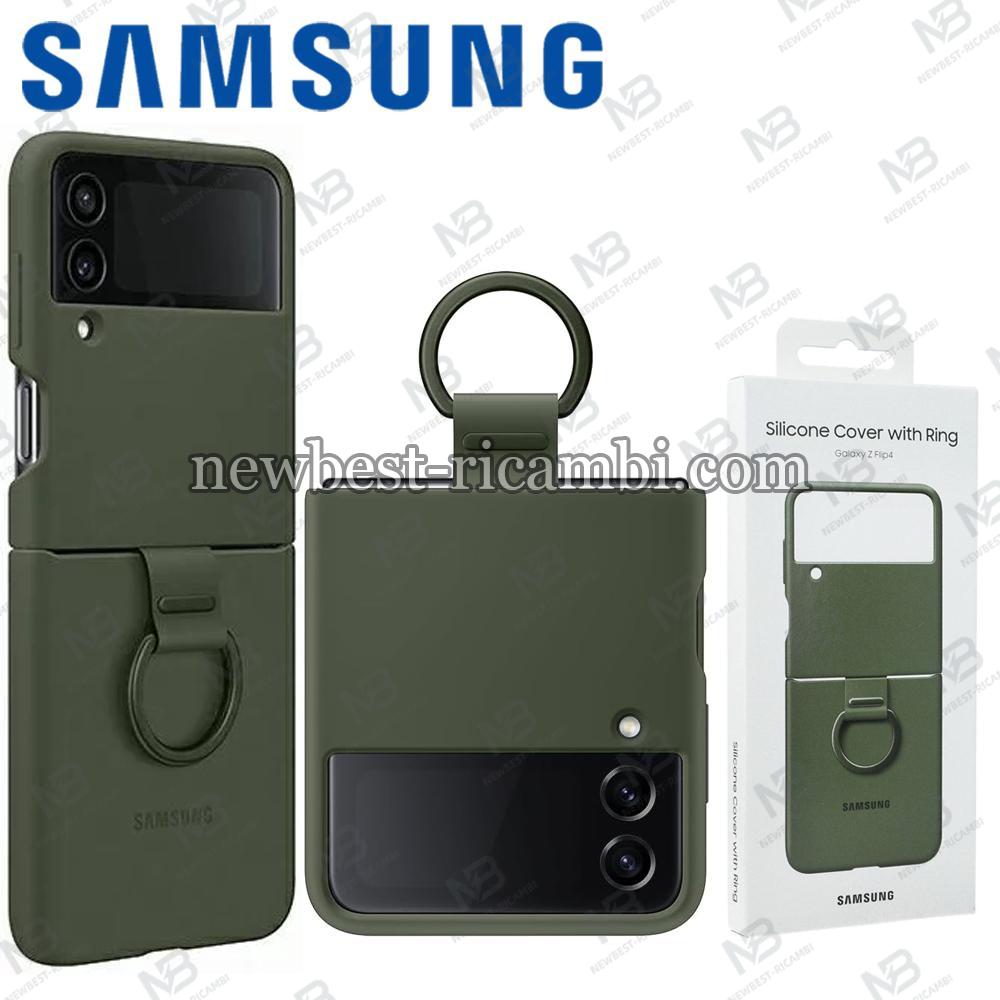 SAMSUNG Galaxy Z Flip 4 F721 Official Silicone Cover With Ring Khaki EF-PF721TGEGWW Green In Blister