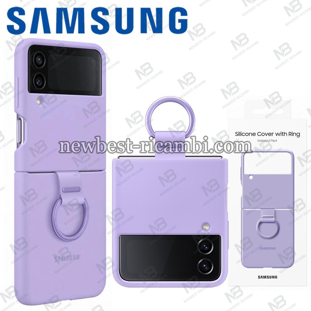 SAMSUNG Galaxy Z Flip 4 F721 Official Silicone Cover With Ring Khaki EF-PF721TVEGWW Violet In Blister