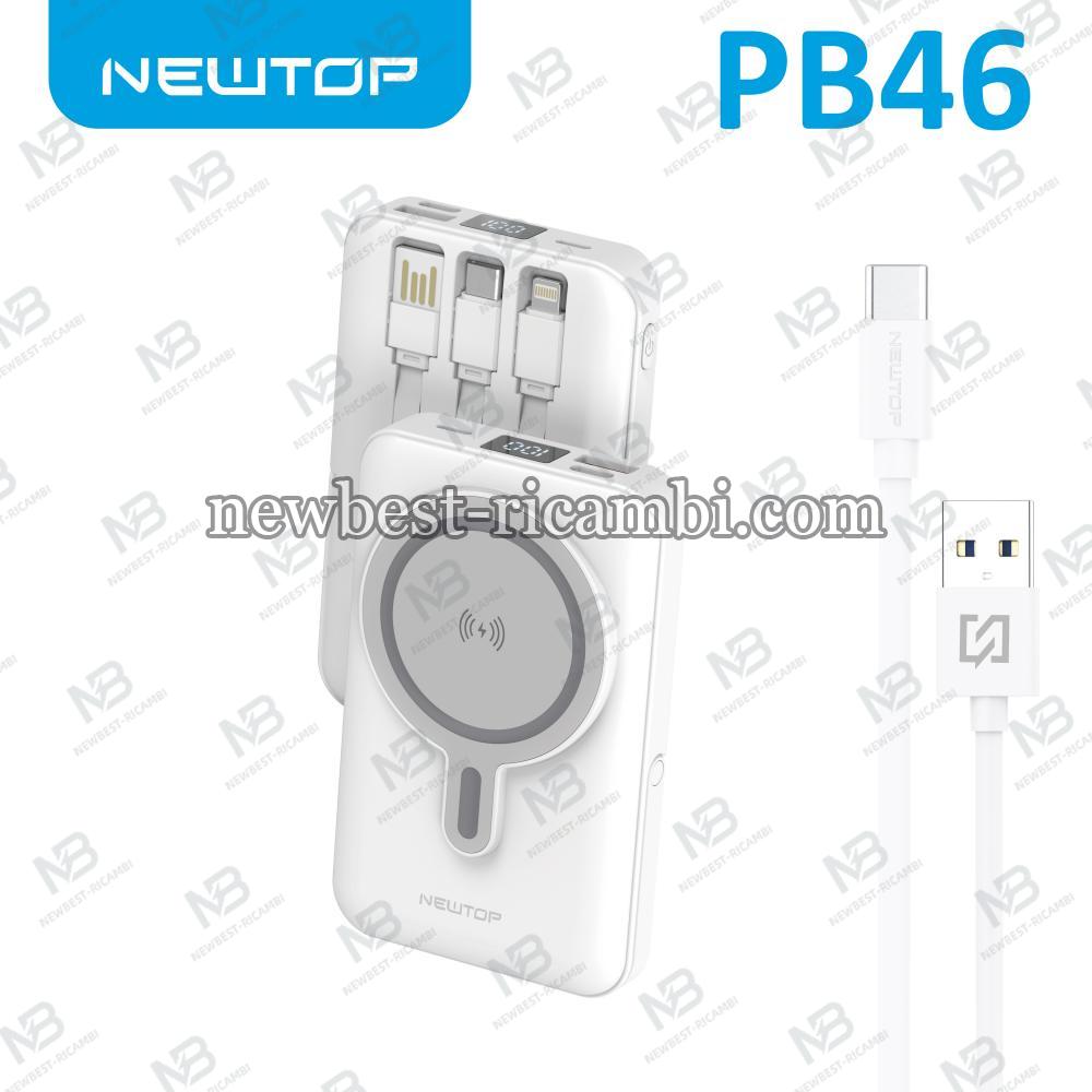 NEWTOP PB46 POWER BANK STAND FAST CHARGING PD MAGSAFE CON CAVI 10000MAH BIANCO
