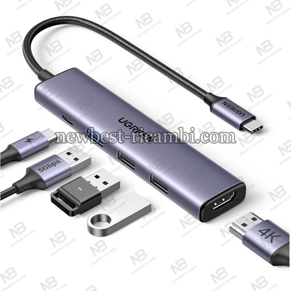 USB-C Hub UGREEN CM478 1 x USB-A 3.0 - 2 x USB-A - 1 x USB-C - 1 x HDMI Grey In Blister