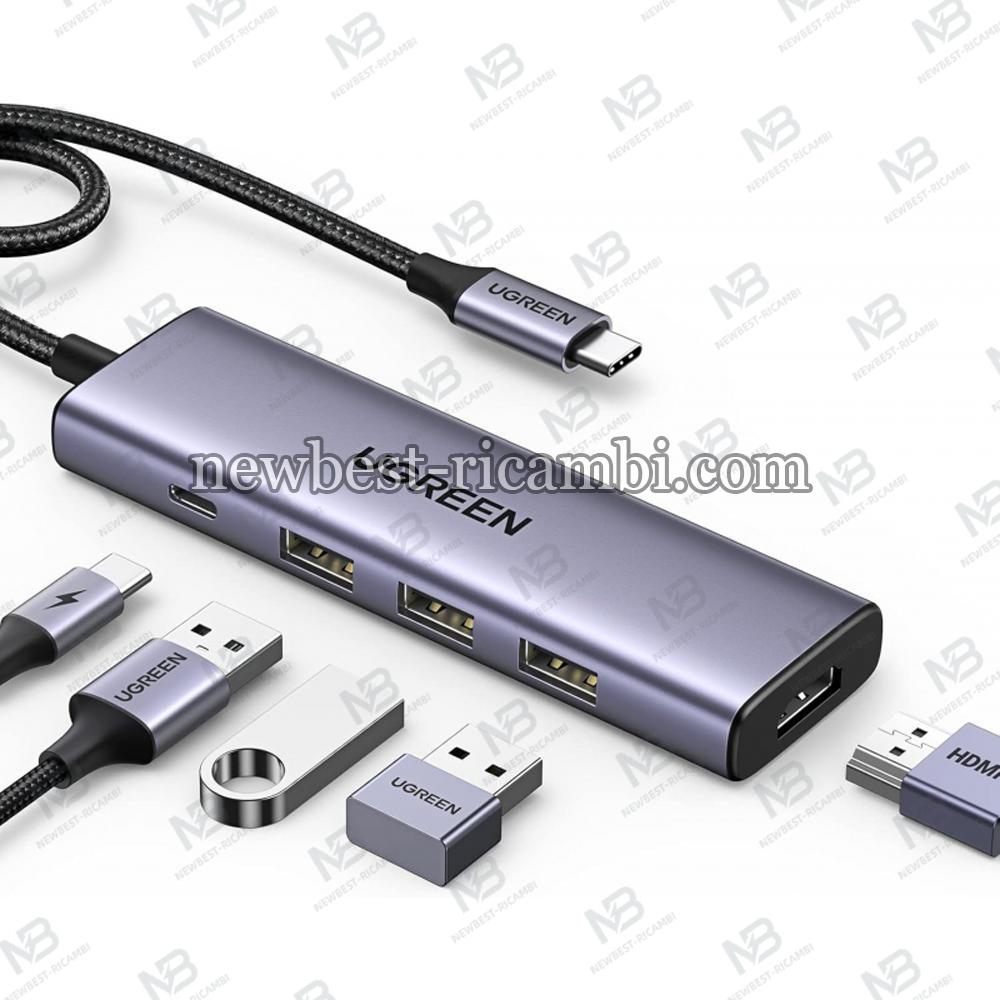 USB-C Hub UGREEN CM511 3 X USB-A 3.0 - 1 x USB-C - 1 x HDMI Grey In Blister