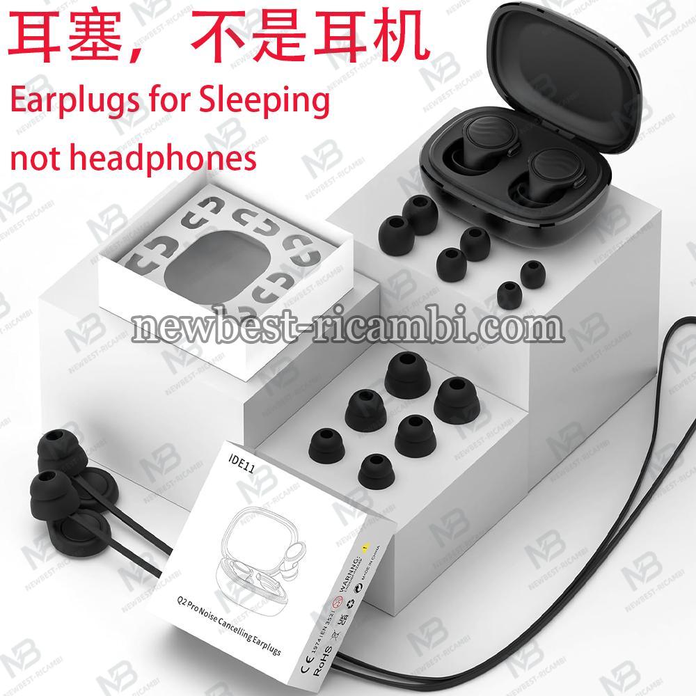 IDE11 Q2Pro Certified Earplugs for Sleeping Black In Blister
