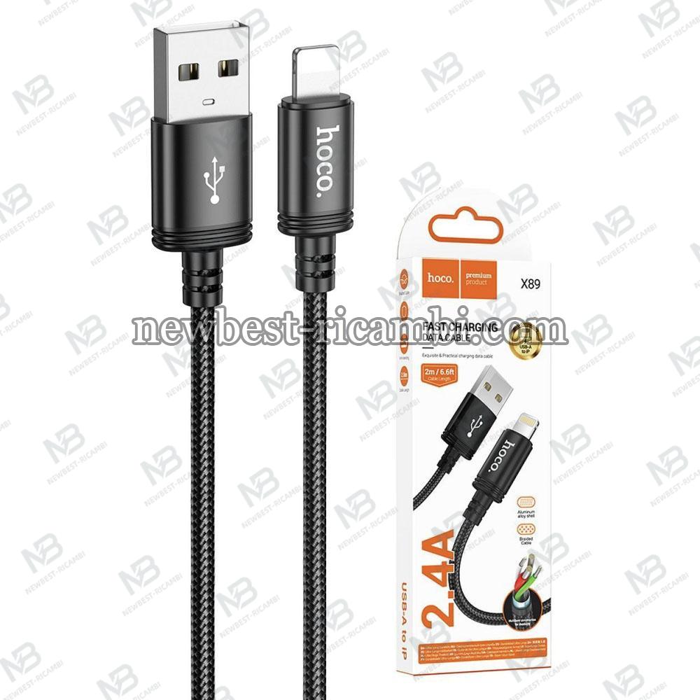 USB-A to Lightning Cable Hoco X89 18W 2.4A 2m Black in Blister