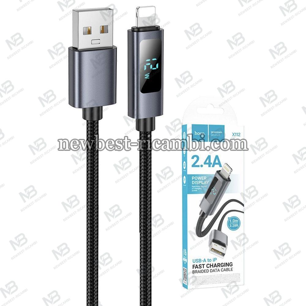 USB-A to Lightning Cable Hoco Display X112 18W 2.4A 1m Black in Blister