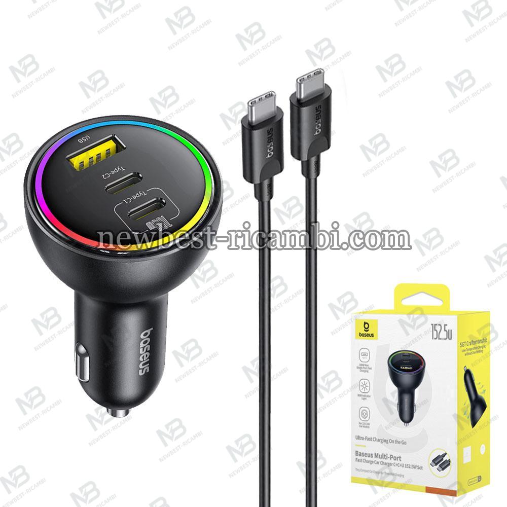 Car Charger Baseus 152.5W 5A 1 x USB-A - 2 x USB-C with USB-C Cable Black C00036101111-00 in Blister