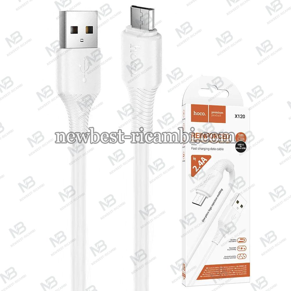 USB-A to microUSB Cable Hoco X120 18W 2A 1m White in Blister