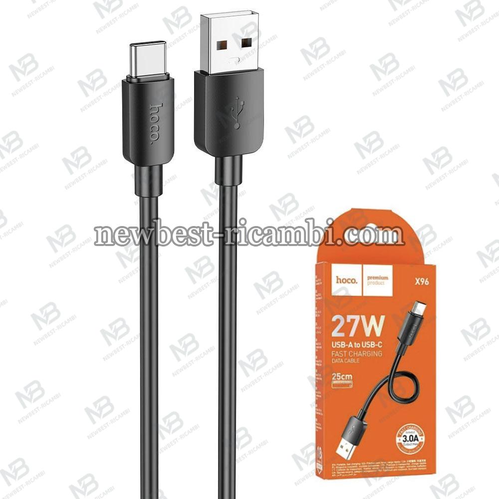 Cable USB A to USB C Hoco PD 2,4A 27W 0.25m X96 Black in Blister