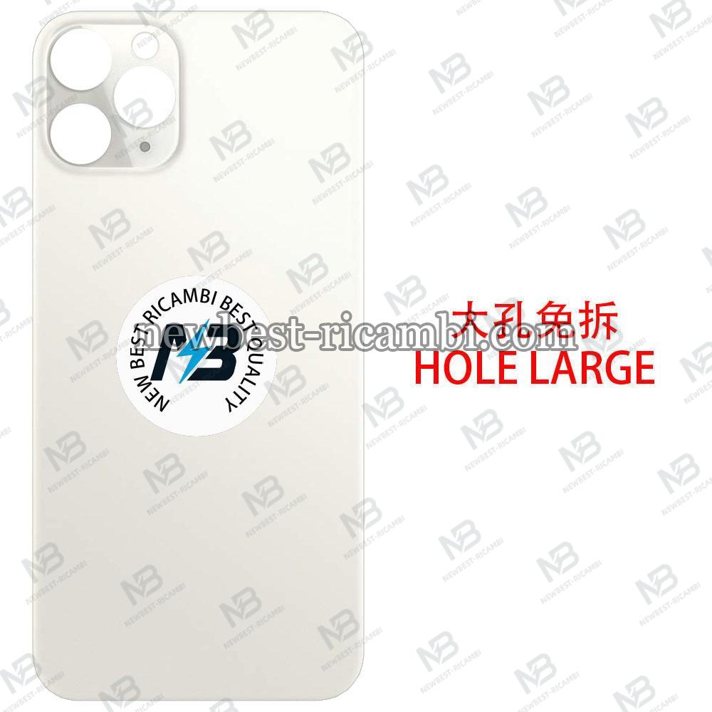 iPhone 11 Pro Max Back Cover Glass Camera Hole Large Silver / White