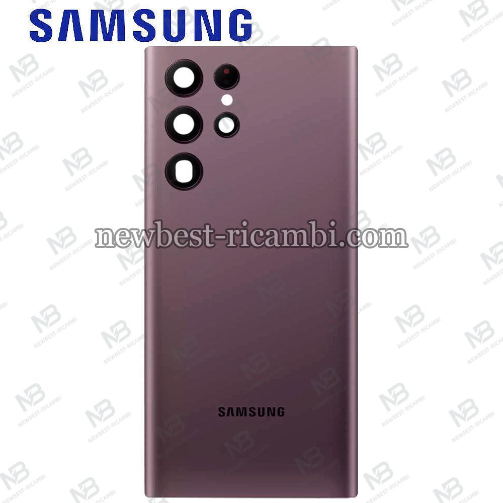 Samsung Galaxy S22 Ultra S908B Back Cover + Camera Glass Burgundy / Violet Service Pack