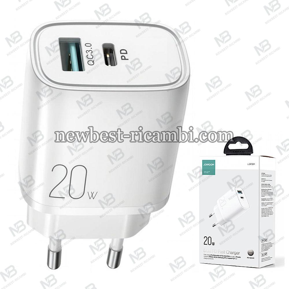 Wall Charger Joyroom L-QP2011 20W 3A 1 x USB-A - 1 x USB-C White in Blister