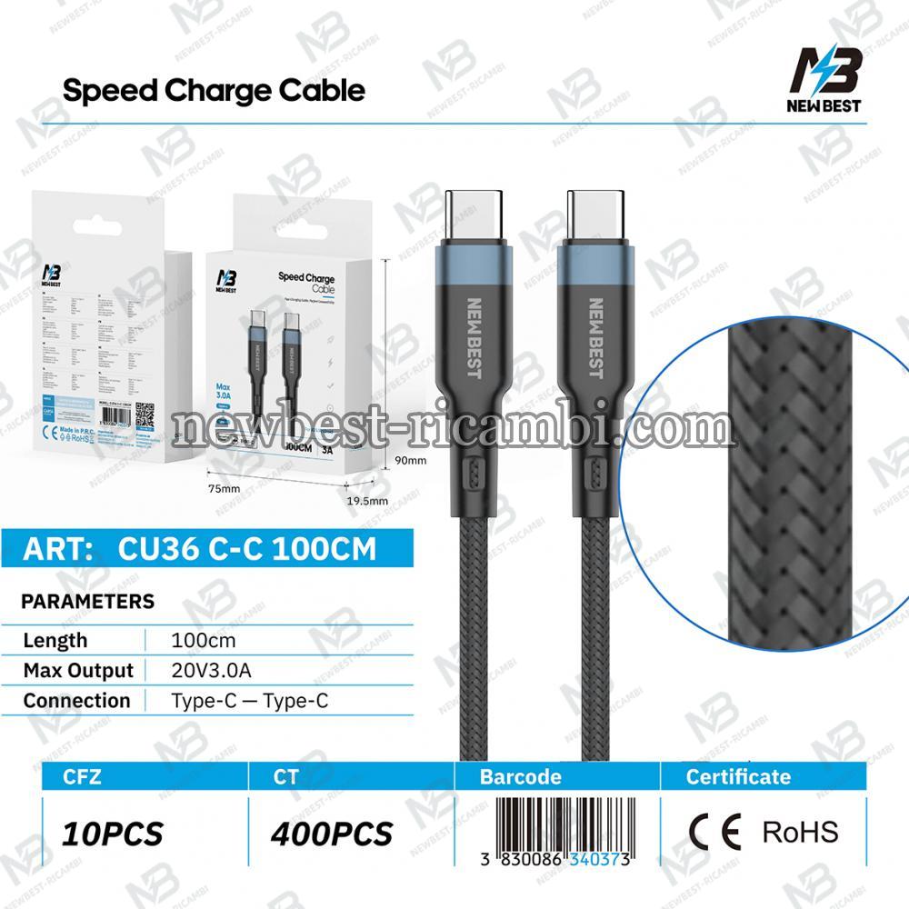 NEWBEST CU36 60W NYLON CAVO TYPE-C/TYPE-C 100CM (BLACK)