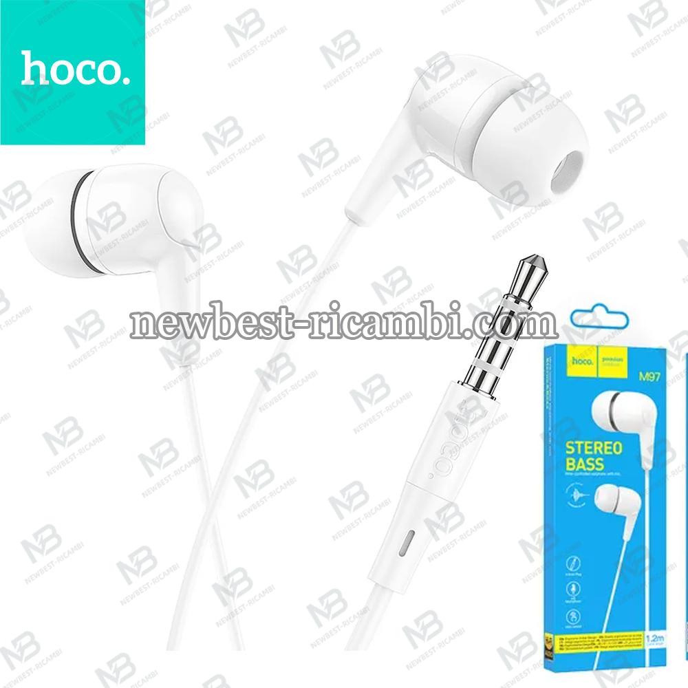 HOCO Wire Earphones Jack 3,5MM With Microphone M97 White In Blister