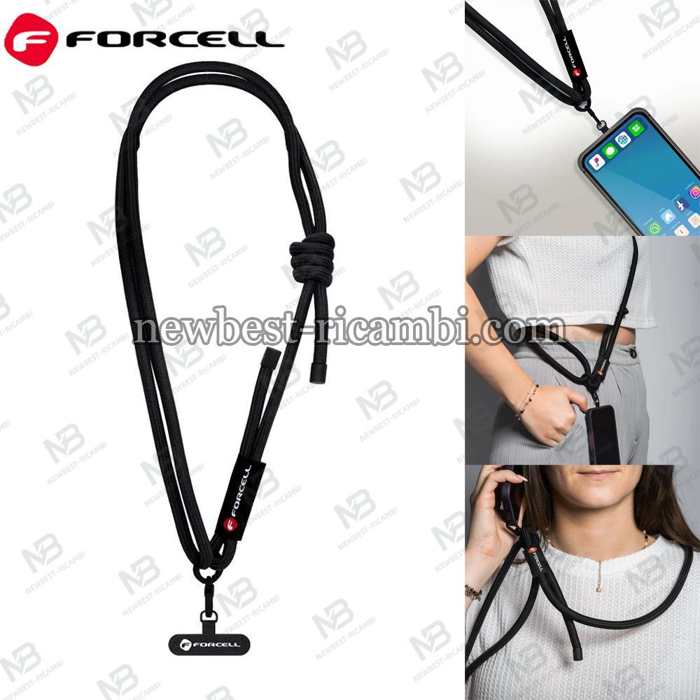 FORCELL F-DESIGN S10X165 Crossbody Phone Lanyard With Adjustable Length (Max 82,5CM In the Loop) Black In Blister