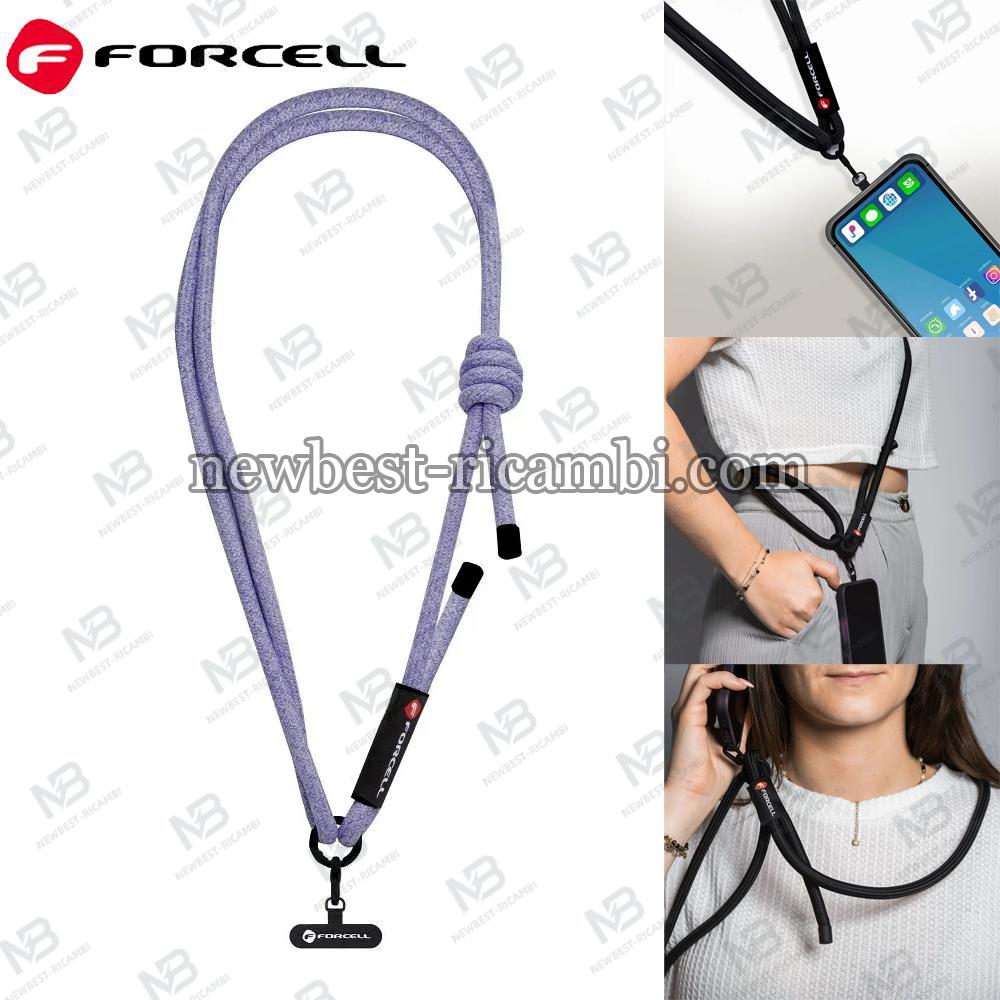 FORCELL F-DESIGN S10X165 Crossbody Phone Lanyard With Adjustable Length (Max 82,5CM In the Loop) Grey Purple In Blister