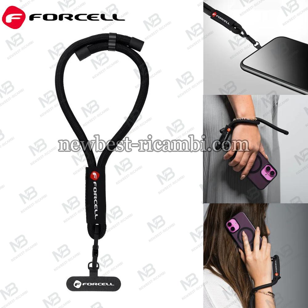 FORCELL F-DESIGN R10X40 Wrist Phone Lanyard With Adjustable Length (Max 20CM In The Loop) Black In Blister