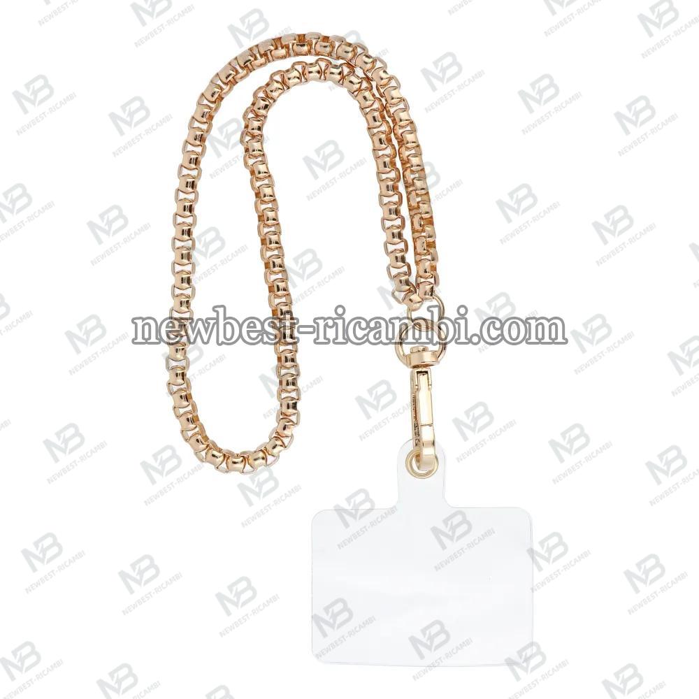 CHAIN #42 Phone Lanyard Phone Pendant / Cord Length 40CM (20CM In The Loop) / On Wrist - Gold