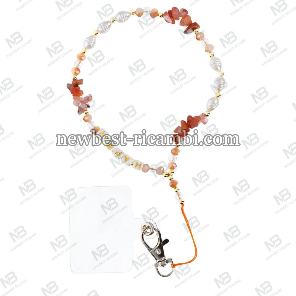 HAPPY Phone Lanyard Phone Pendant / Cord Length 44CM (22CM In The Loop) / On Hand - Orange
