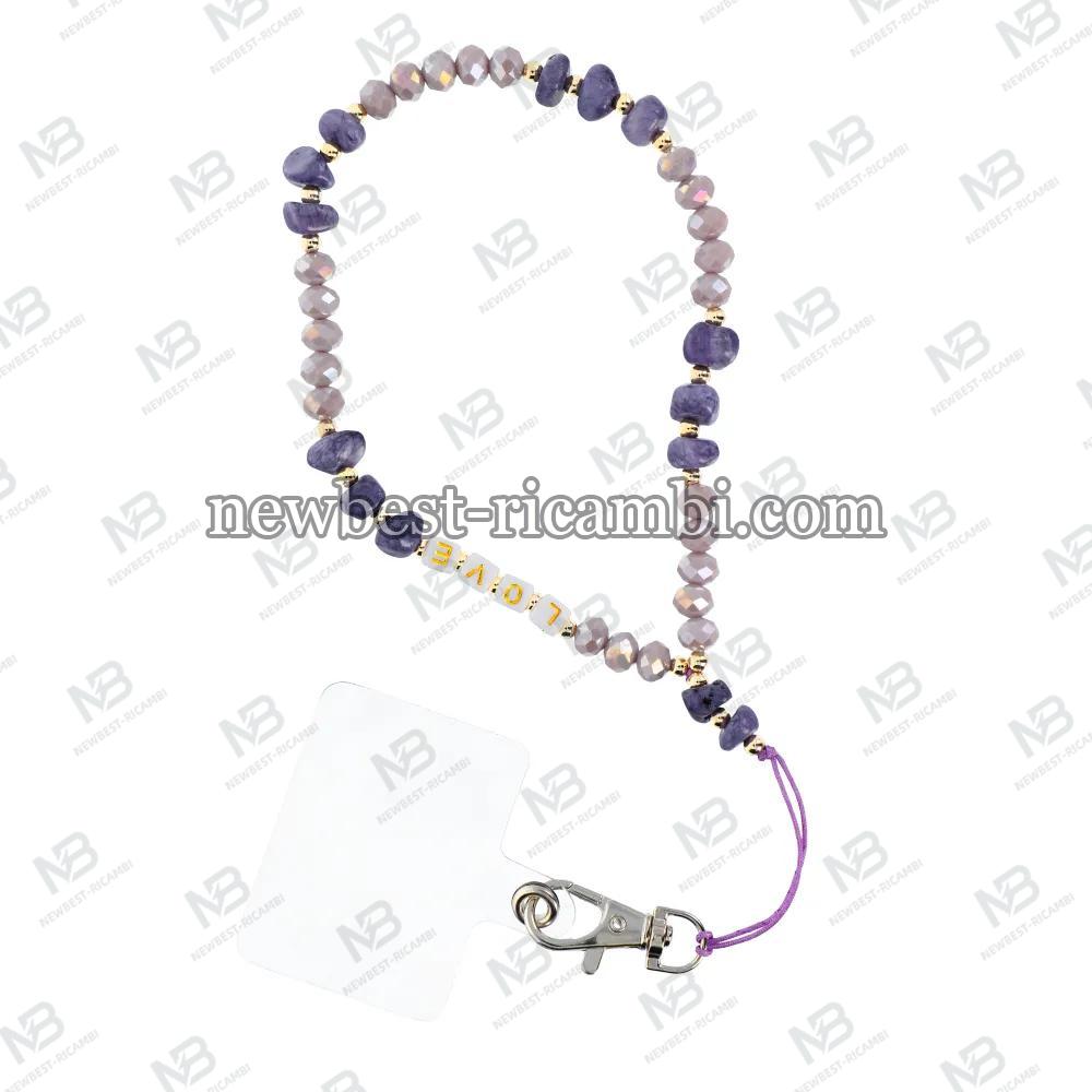 LOVE Phone Lanyard Phone Pendant / Cord Length 44CM (22CM In The Loop) / On Hand - Purple