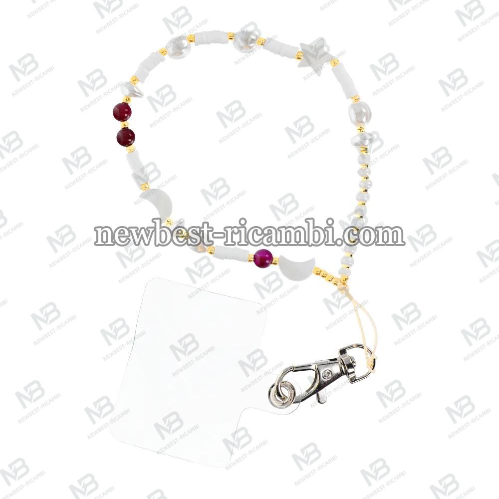 SHELLS Phone Lanyard Phone Pendant Cord Length 44CM (22CM In The Loop)  On Hand - White And Purple