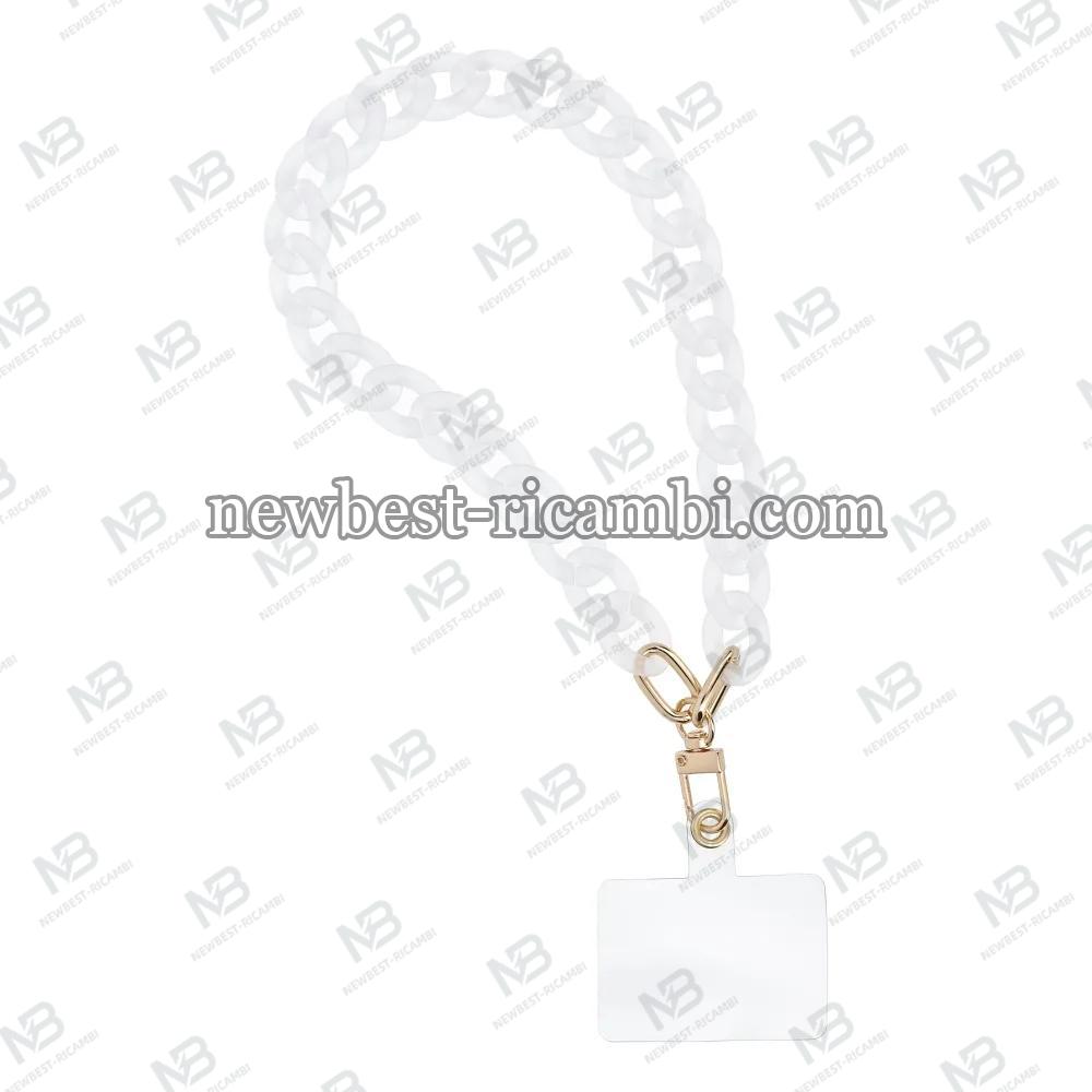 PANAMA Phone Lanyard Phone Pendant Cord Length 40CM (20CM In The Loop) On Wrist - White