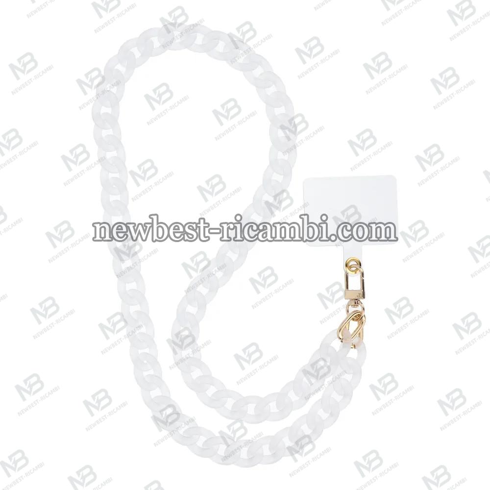 PANAMA Phone Lanyard Phone Pendant Cord Length 80CM (40CM In The Loop) On Wrist - White