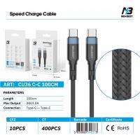 NEWBEST CU36 60W NYLON CAVO TYPE-C/TYPE-C 100CM (BLACK)
