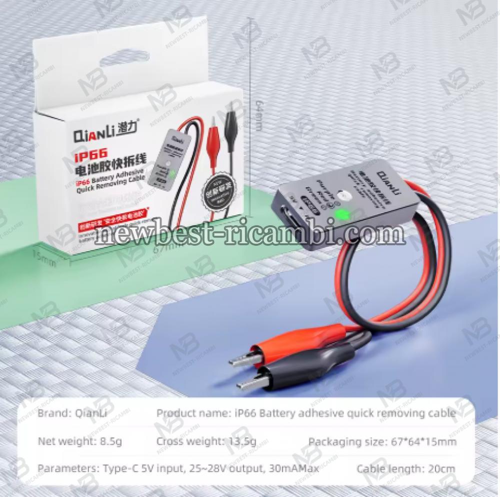 Battery Adhesive Removing Cable QIANLI iP66 for Apple iPhone 16 Series In Blister