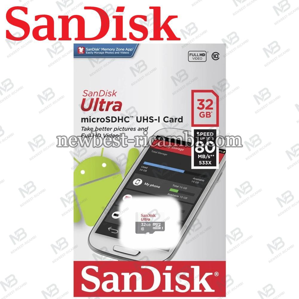 SANDISK Ultra 32GB microSDHC memory card SDSQUNR-032G-GN3MN In Blister