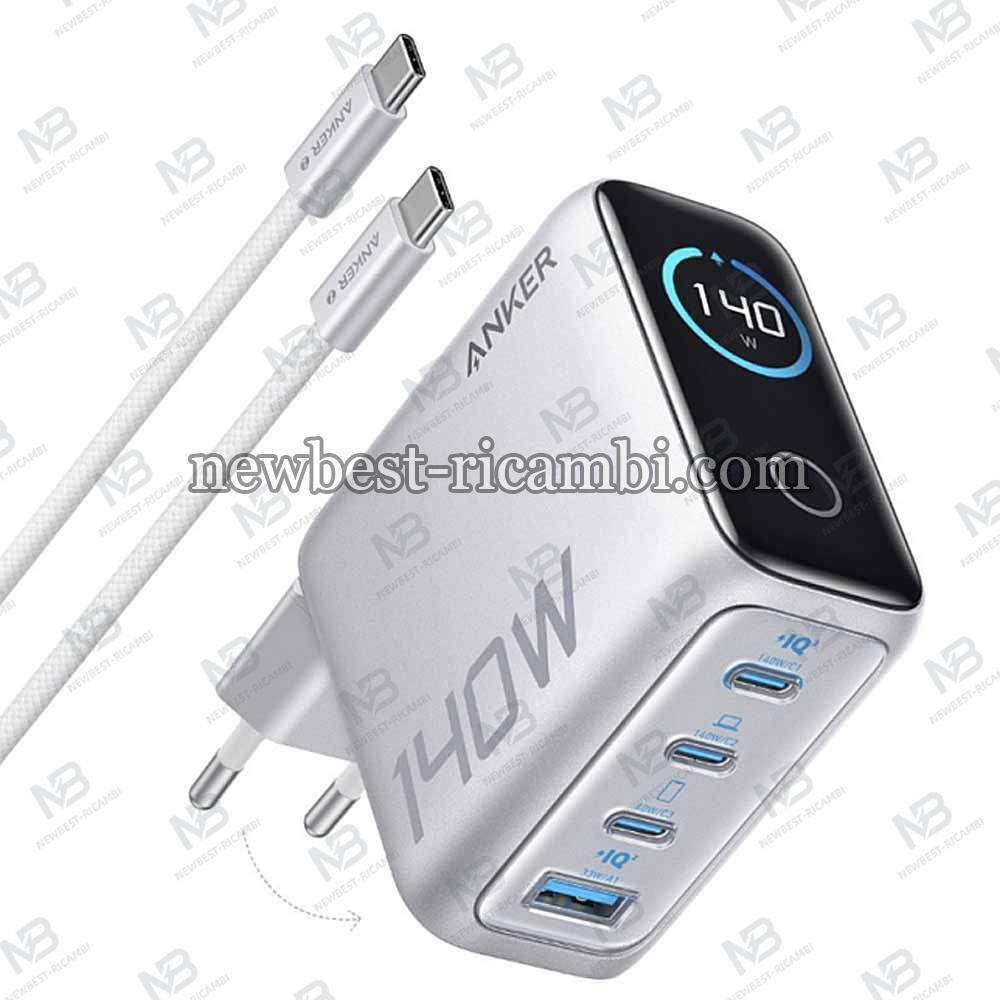 Wall Charger Anker Zolo 140W 5A 1 x USB-A - 3 x USB-C with USB-C Cable Silver B2697G41 in Blister