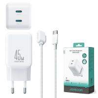 Wall Charger Joyroom JR-TCL05 45W 3A 2 x USB-C with USB-C Cable White in Blister