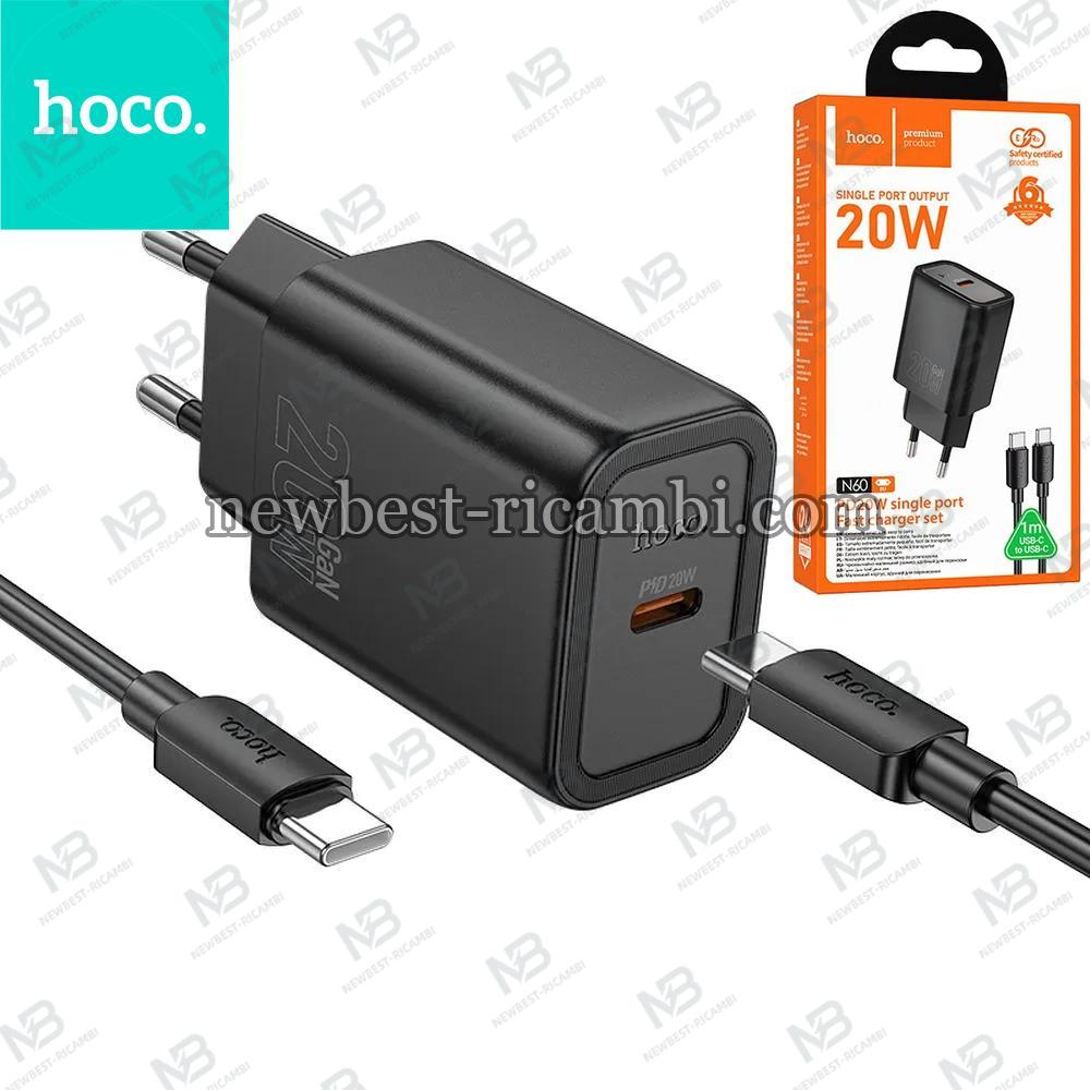Wall Charger Hoco N60 20W 3A 1 x USB-C with USB-C Cable Black in Blister