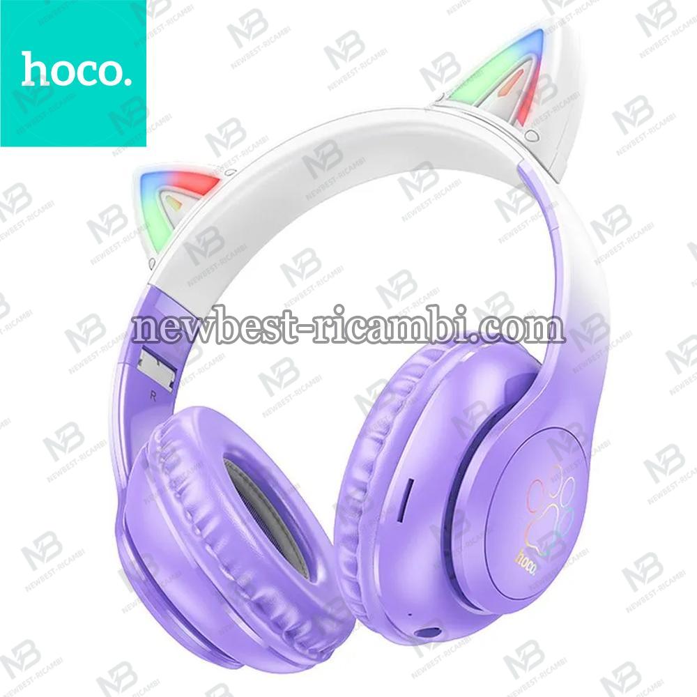 HOCO Wireless Bluetooth Headphones W42 Cat Ear Purple Grape In Blister