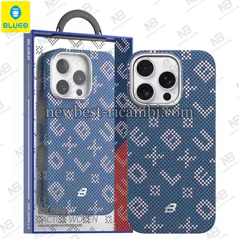 Blueo Gilded Tactile Woven Aramid Fiber Magnetic Case BL066 for iPhone 17 Pro Max Blue