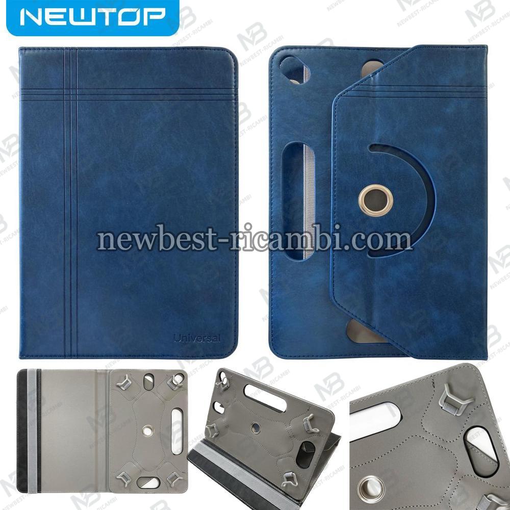 NEWTOP COVER TABLET UNIVERSALE IN PELLE PU RUOTABILE 360° ELASTICO 11" 16:9 (Universale 11 pollici - Blu)