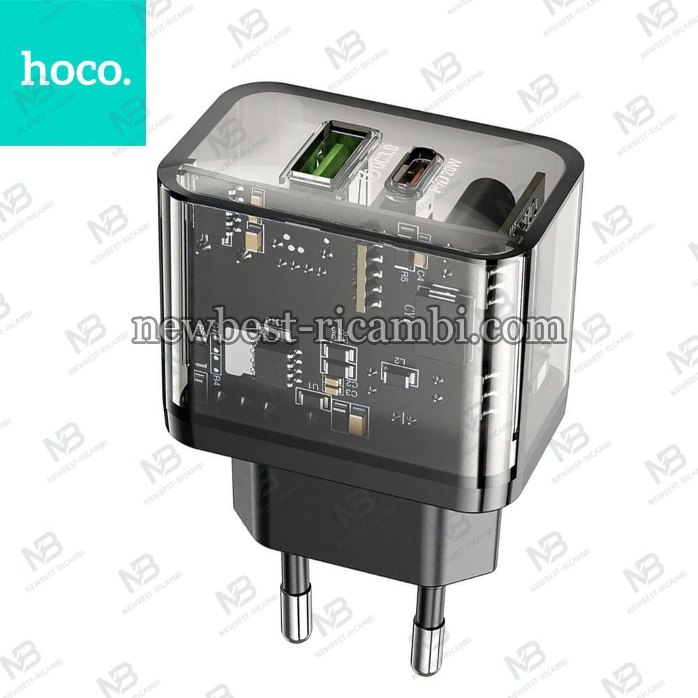 Wall Charger Hoco N34 20W 3A 1 x USB-A - 1 x USB-C Transparent in Blister