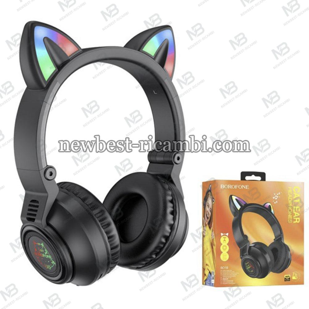 Handsfree Bluetooth Borofone BO18 Cat Ear - Black in Blister