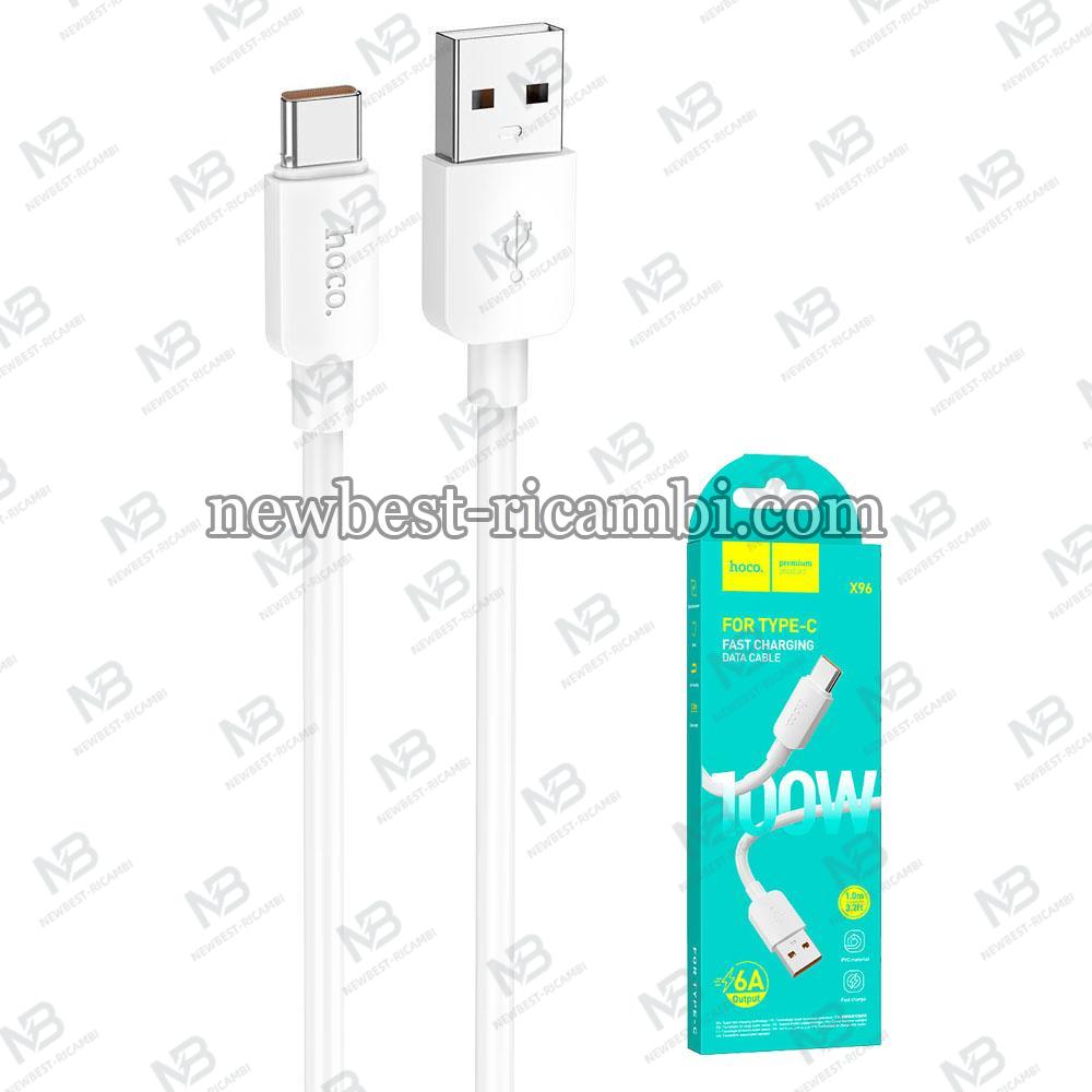 USB-A to USB-C Cable Hoco X96 100W 6A 1m White in Blister