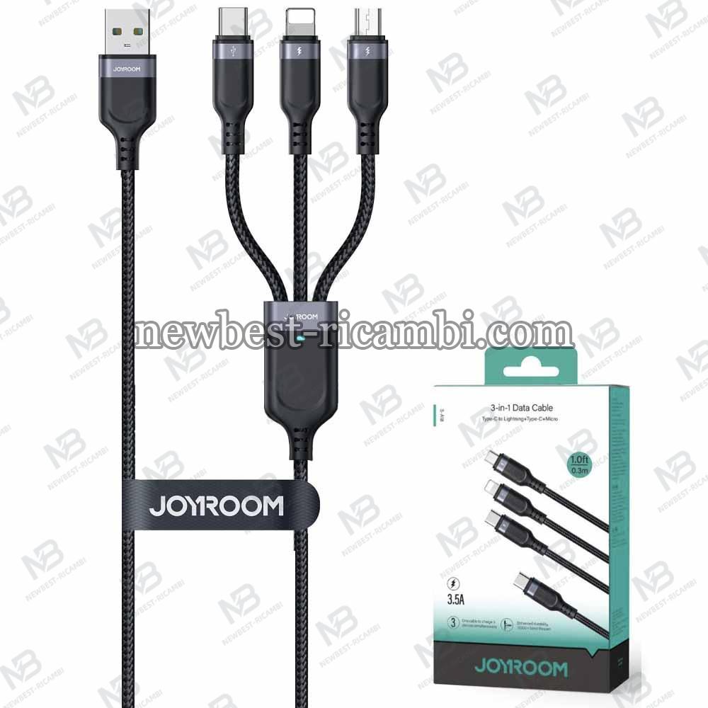 ​USB-A to Lightning / microUSB / USB-C Charging Cable Joyroom S-A18 3in1 18W 3.5A 1.2m Black in Blister