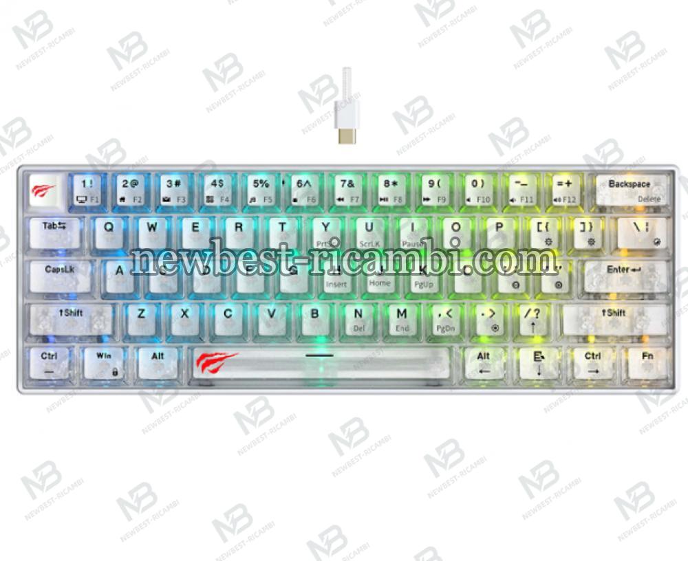 Wired Gaming Keyboard HAVIT KB903L RGB 1.8m Transparent White in Blister