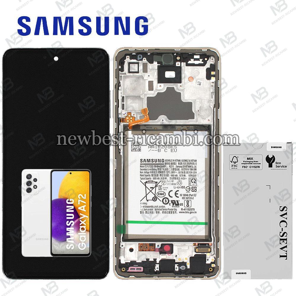 Samsung Galaxy A72 4G / 5G  A725 / A726 Touch + Lcd + Frame + Battery White Service Pack