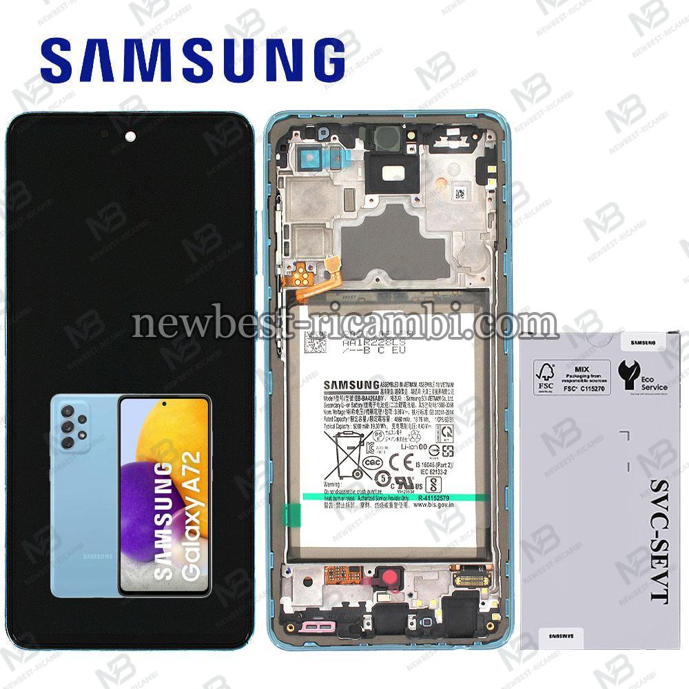 Samsung Galaxy A72 4g / 5g  A725 / A726 Touch + Lcd + Frame + Battery Blue Service Pack