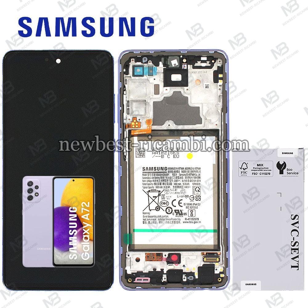 Samsung Galaxy A72 4G / 5G  A725 / A726 Touch + Lcd + Frame + Battery Violet Service Pack